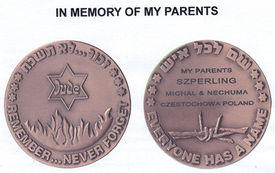 Memory Medal for Severin's parents